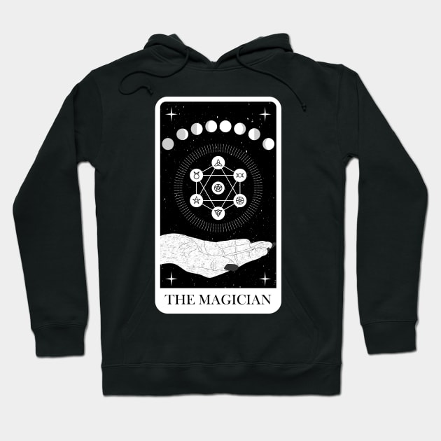 Magician Tarot Card Moon Phase Pentagram Hoodie by Manzo Carey